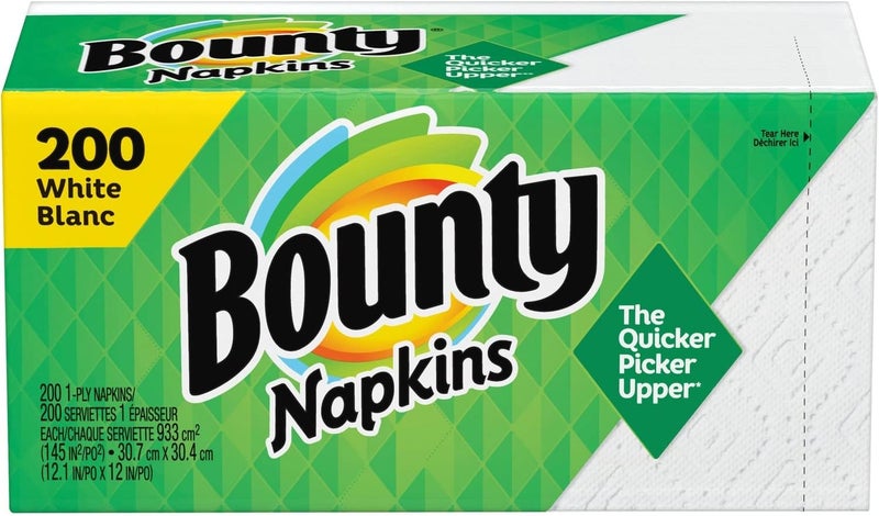 Bounty Paper Napkins, White or Printed, 200 Count, Pack of 2 - Image 2